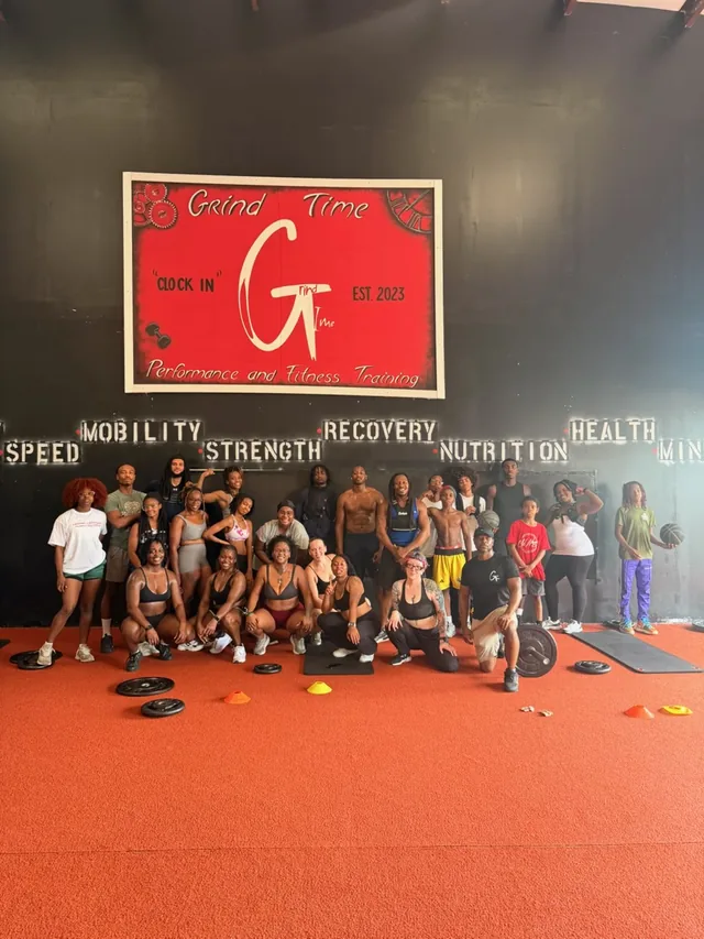Members, families and athletes after a Grind Camp Saturday session